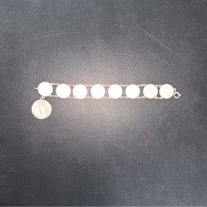 100% Silver Coin Bracelet Vintage